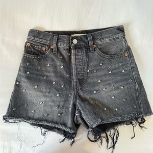 Levi’s Wedgie Studded Rhinestone Denim Shorts